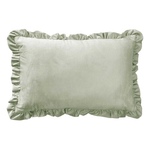 Laura Ashley Riley Velvet Lumbar Cushion Sage Green
